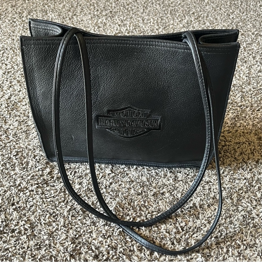 (EUC) VINTAGE Harley-Davidson Black Shoulder Bag Tote Handback